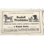 Rudolf Procházka-výroba kočárů,bryček leták 1924