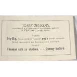 Josef Železný-kovářství a výroba hosp. nářadí vizitka 1924