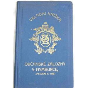 Vkladní knížka Občanské záložny v Nymburce 1933